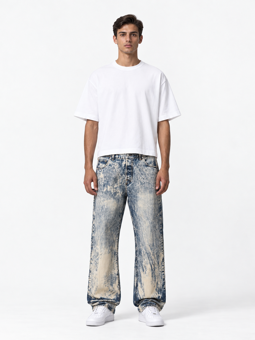 MARBLE CREAM BAGGY