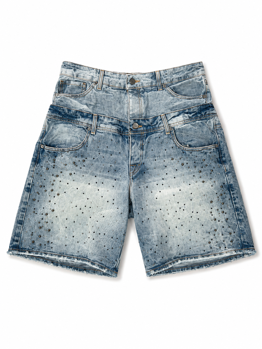 DOUBLE WAIST STUDDED DENIM