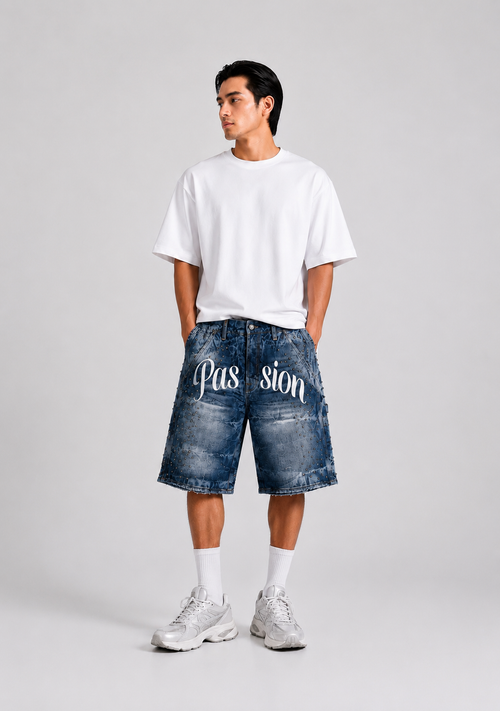 WAIST STUDDED DENIM – BLUE WASH